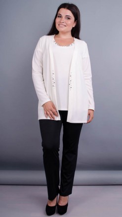 Дона. Жакет+блуза для женщин больших размеров.
Цвет: молоко
Материал: плательный. . фото 9