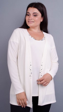 Дона. Жакет+блуза для женщин больших размеров.
Цвет: молоко
Материал: плательный. . фото 2