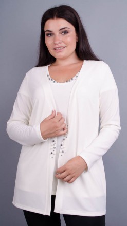 Дона. Жакет+блуза для женщин больших размеров.
Цвет: молоко
Материал: плательный. . фото 3