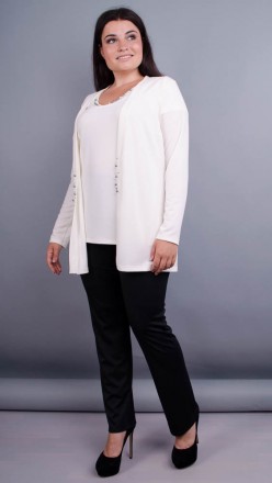 Дона. Жакет+блуза для женщин больших размеров.
Цвет: молоко
Материал: плательный. . фото 10