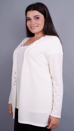 Дона. Жакет+блуза для женщин больших размеров.
Цвет: молоко
Материал: плательный. . фото 4