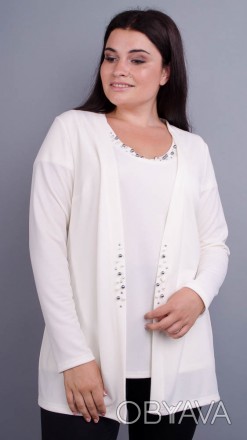 Дона. Жакет+блуза для женщин больших размеров.
Цвет: молоко
Материал: плательный. . фото 1