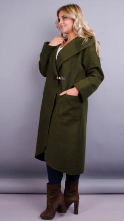 Сарена. Женское пальто-кардиган больших размеров.
Цвет: олива
Материал: кашемир
. . фото 4