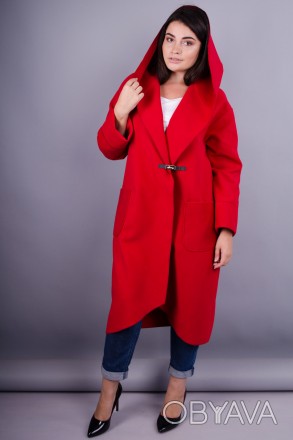 Сарена. Женское пальто-кардиган больших размеров.
Цвет: красный
Материал: кашеми. . фото 1