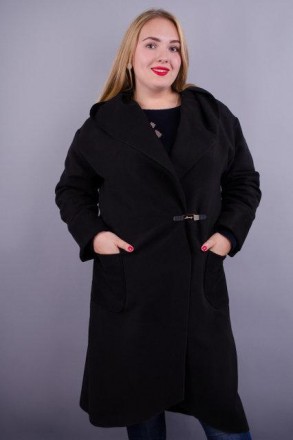 Сарена. Женское пальто-кардиган больших размеров.
Цвет: черный
Материал: кашемир. . фото 3