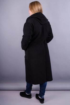 Сарена. Женское пальто-кардиган больших размеров.
Цвет: черный
Материал: кашемир. . фото 5