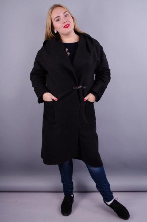 Сарена. Женское пальто-кардиган больших размеров.
Цвет: черный
Материал: кашемир. . фото 2