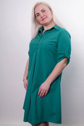Пальмира. Стильное платье-рубашка plus size.
Цвет: бирюза
Материал: рубашечная т. . фото 4
