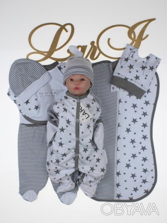 Набор для новорожденных "Звездопад" - 7 предметов
В комплекте:
- человечек с шап. . фото 1