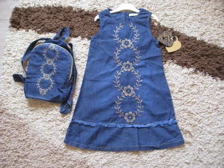 Платье джинсовое для девочки Moonstar Турция.Возраст 4-7 лет.Цвет темно-синий.Дж. . фото 3