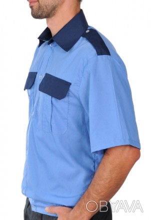 Рубашка охранника с коротким рукавом комбинированная 
Отделка- воротник, погоны. . фото 1