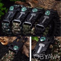 Survival Paracord Bracelet браслет для выживания 5 в 1
3 цвета :чёрный,зелёный,. . фото 5