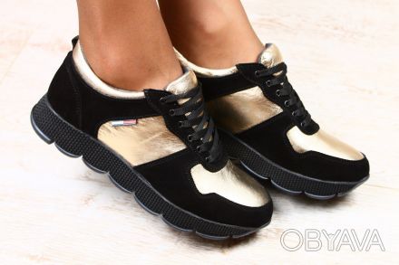 код: 2241
Слипоны на шнурках комбинированые: черные замшевые с золотистыми вста. . фото 1