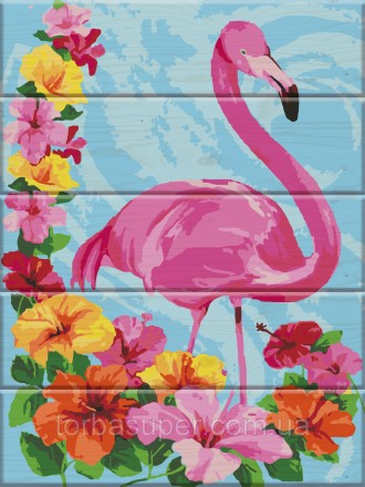 Картина по номерам на дереве "Фламинго" (размер 30*40см) станет прекрасным украш. . фото 2