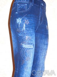Лосины под джинс со стразами , качество отличное, плотные.

Материал: 80% хлоп. . фото 5