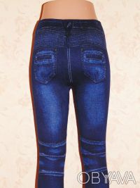 Бесшовные , плотные лосины, имитация джинсов, качество отличное.Цвет темно-синий. . фото 7