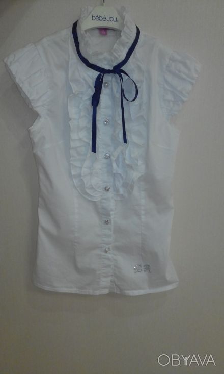 Блуза школьная белоснежная в идеальном состоянии. На рост 140-155. . фото 1