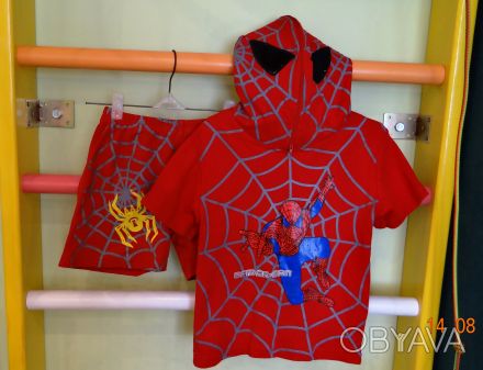 Костюм Spiderman, на рос 122-134, капюшон застегивается, на капюшоне отверстия д. . фото 1