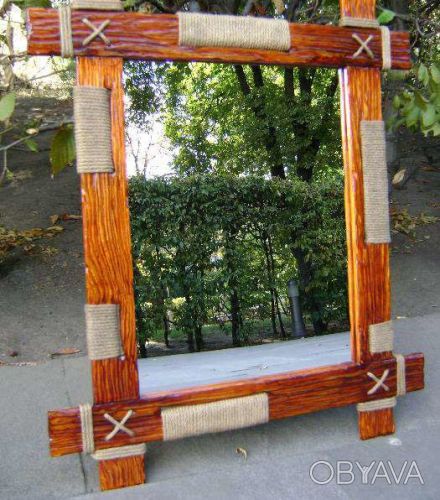 Зеркало в деревянной раме. Размер зеркала 450 мм на 600 мм. Полный размер издели. . фото 1