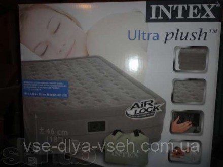 Надувная кровать Intex 66958 Ultra Plush 152х203х46см с насосом 220В. Надувная К. . фото 4