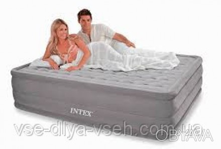 Надувная кровать Intex 66958 Ultra Plush 152х203х46см с насосом 220В. Надувная К. . фото 1
