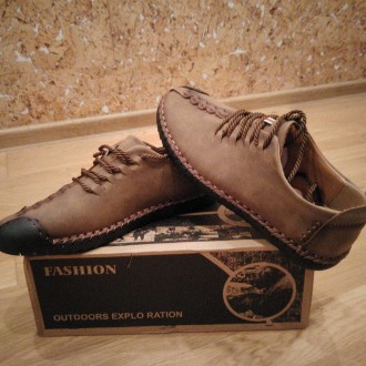 Це прошиті Men British Soft Manual Casual Oxford Shoes "Meniko" відображає ретро. . фото 2