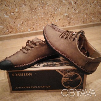 Це прошиті Men British Soft Manual Casual Oxford Shoes "Meniko" відображає ретро. . фото 1