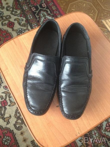  Продам кожаные туфли- мокасины для школы на мальчика, б/у, в отличном состоянии. . фото 1