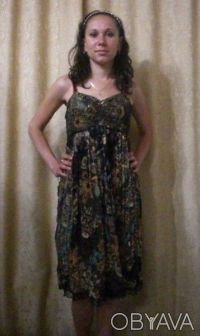 Сарафан молодежный, верхний слой из гипюра с люриксом, юбка плиссированная, по н. . фото 5