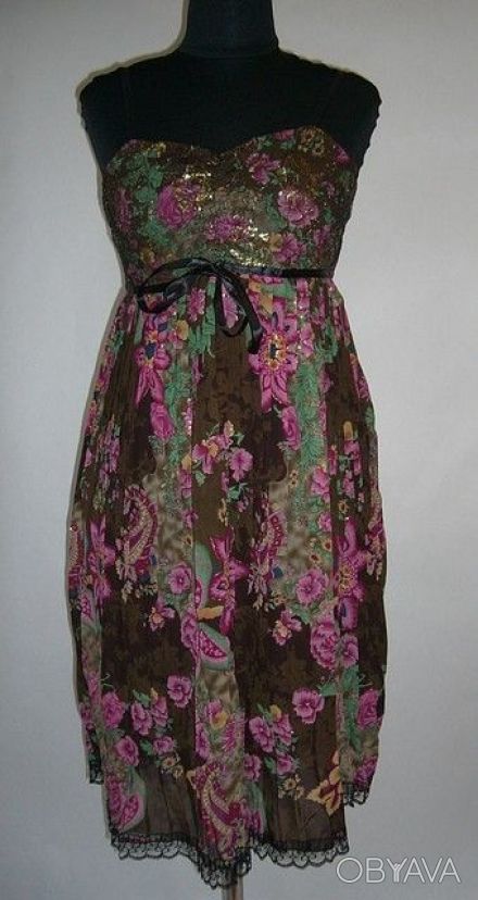 Сарафан молодежный, верхний слой из гипюра с люриксом, юбка плиссированная, по н. . фото 1