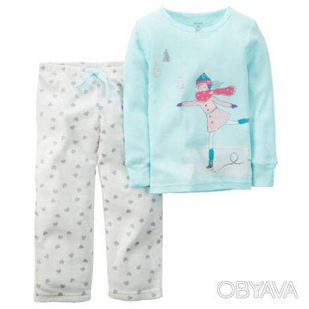 Тёплая пижама Carter’s (США) для девочки 3Т на рост  93-98 см 
Кофточка 100% хл. . фото 1