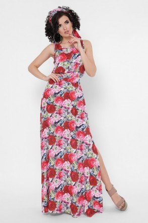Легкое летнее платье-сарафан с цветочным принтом. Длина макси.
Материал: штапель. . фото 2