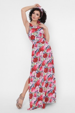 Легкое летнее платье-сарафан с цветочным принтом. Длина макси.
Материал: штапель. . фото 3