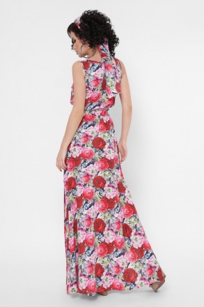 Легкое летнее платье-сарафан с цветочным принтом. Длина макси.
Материал: штапель. . фото 4
