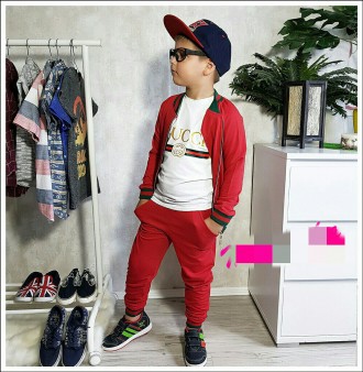 Костюм детский Gucci тройка
, ткань футболка хлопок,штаны и кофта турецкая двуни. . фото 3