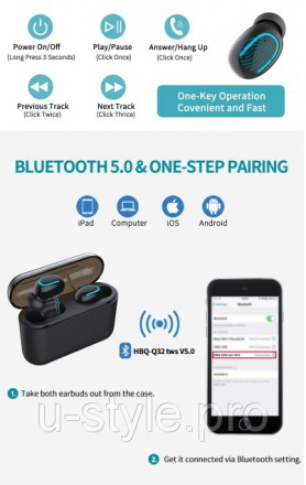 
Наушники Bluetooth HI-FI Q32 TWS совмещают отличные характеристики звучания и д. . фото 3