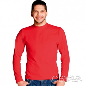 Стрейчевая мужская футболка с длинным рукавом и круглым вырезом. Из тканного пол. . фото 1