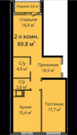 Квартира двухсторонняя, в спальной комнате имеется лоджия, окна квартиры выходят. Малиновский. фото 2