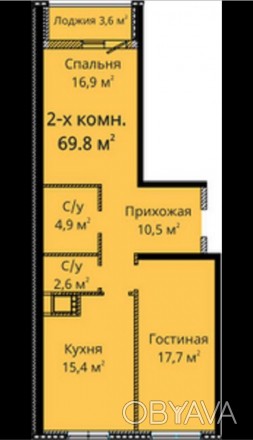 Квартира двухсторонняя, в спальной комнате имеется лоджия, окна квартиры выходят. Малиновский. фото 1