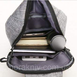 Однолямочный рюкзак, бананка антивор Bobby mini + USB порт и выход для наушников. . фото 8