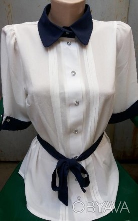 блуза офисная ,размер 48,цвет молочный,новая, ткань креп шифон. . фото 1