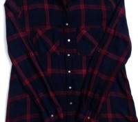 Модная бордовая рубашка в клетку New Look. Состояние идеальное, без дефектов,нет. . фото 3