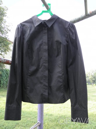 Удобная чёрная рубашка популярного украинского бренда Jhiva в деловом стиле, сво. . фото 1