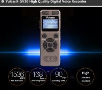 Цифровой профессиональный аудио диктофон Yulass  GV30, имеет 8 ГБ встроенной пам. . фото 7