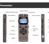Цифровой профессиональный аудио диктофон Yulass  GV30, имеет 8 ГБ встроенной пам. . фото 11
