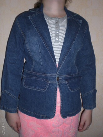 Куртка-пиджак джинсовая размер 38(10),рукав 51, длина 65, плечи41, пот-40, пог-4. . фото 1
