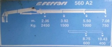 Кран маніпулятор Ferrari 560 A2 вантажопідйомність біля себе 2450кг на 7.08м 750. . фото 9