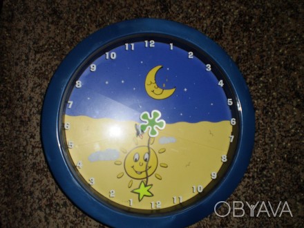 Декоративные настенные часы.для изучения с ребенком времени суток.регулируемая к. . фото 1