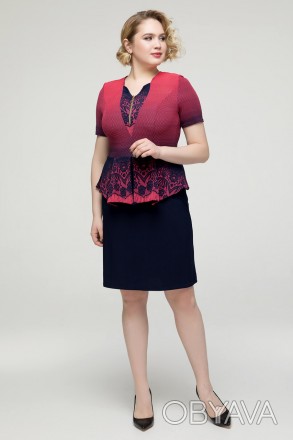 Летнее платье с баской, выполненное из комбинации двух расцветок, которые идеаль. . фото 1