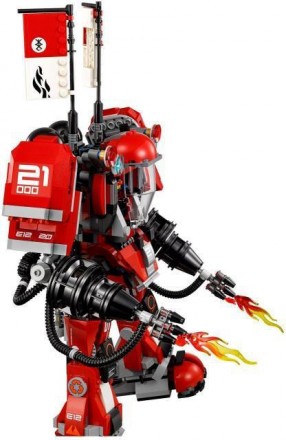 Кай и Зейн патрулируют Ниндзяго-Сити на огромном огненном роботе, который вооруж. . фото 4
